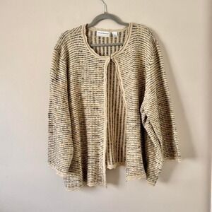 Rainbow knit open cardigan gold metallic 3X